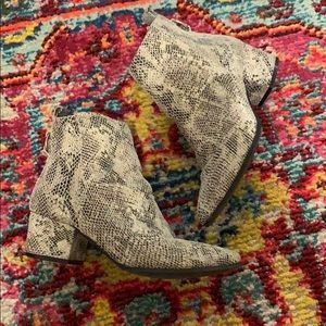 GIMMICKS snake print booties